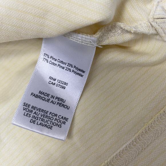 Travis Mathew Large Yellow Gray Striped Short Sleeve Golf Polo Shirt - Picture 3 of 5